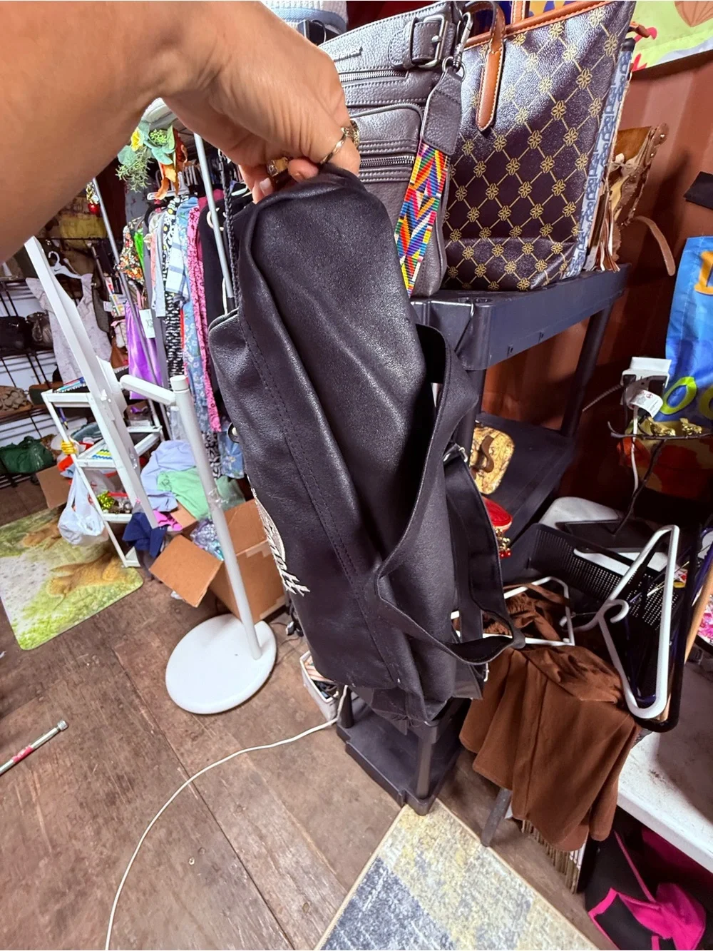 Planet Hollywood Black Faux-Leather Men’s Backpack